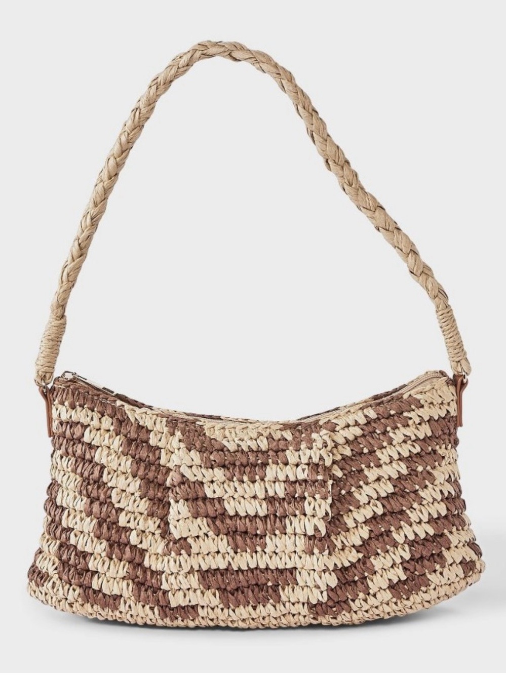 a new day Two-Tone Braided Straw Shoulder Bag in Natural & Brown